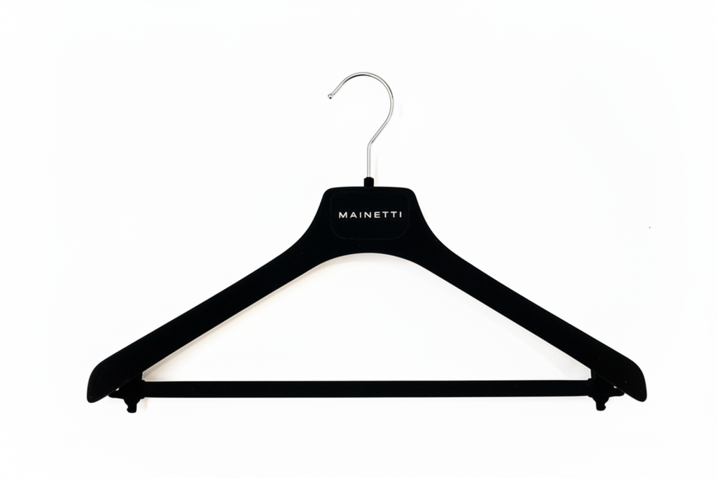 Cintre noir barre crochet argenté